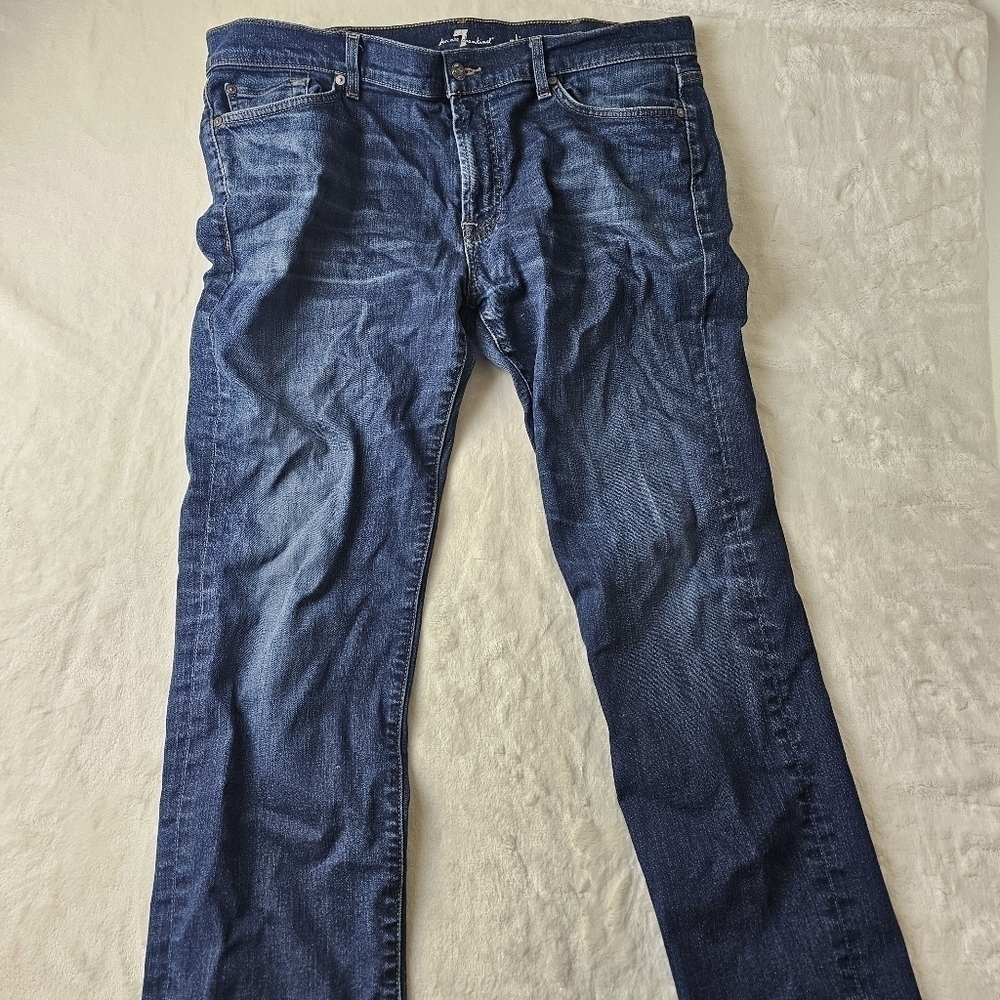 7 for all mankind denim jeans mens 38 med wash slimmy made in mexico